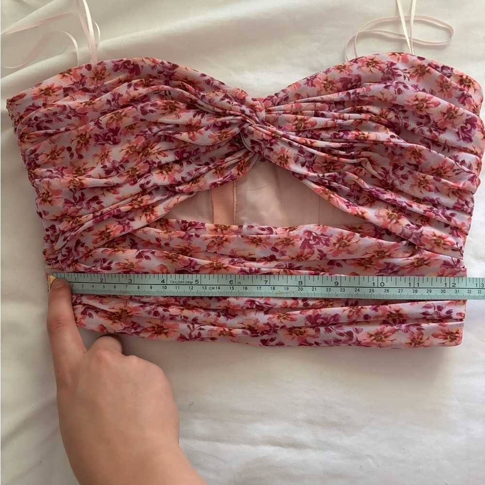 AMUR Floral Pink Cropped Bustier Top - Picture 5 of 6